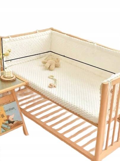 SHEIN OCHRANIACZ NA ŁÓŻECZKO DZIECIĘCE BIAŁE Z TEKSTURĄ W KROPKI 200CM 1KA