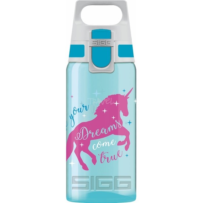 Sigg Viva One dziecięca butelka, bidon na napoje unisex, wzór: dinozaur, 0,5 l, polipropylen, nie zawiera BPA, turkusowa (Aqua) 8686.60