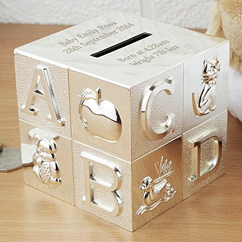 SKARBONKA kostka duży ABC 7,5 x 7,5 x 7,5 cm posrebrzany A6016260