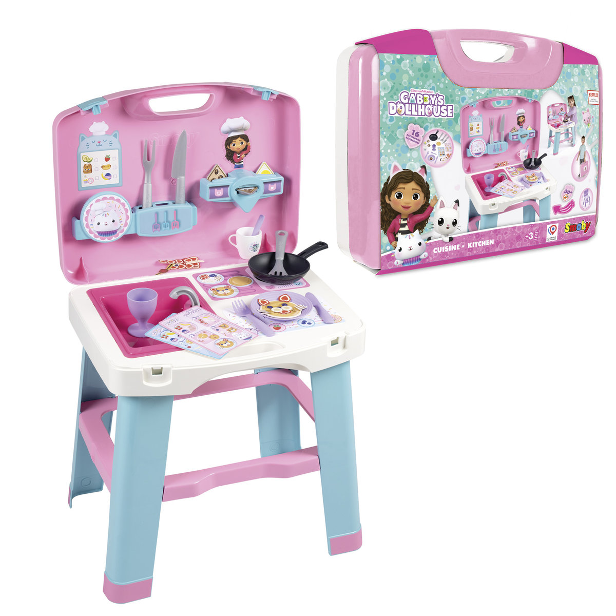 Smoby Kuchnia w walizce Koci domek Gabi