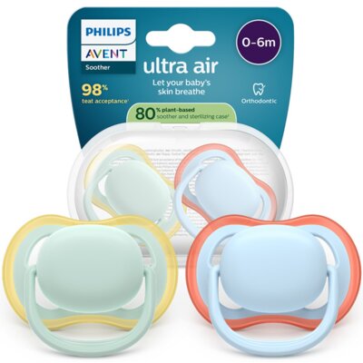 Smoczek PHILIPS Avent Ultra Air 0-6 m SCF087/01 Wielokolorowy (2 sztuki)