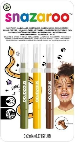 Snazaroo Farby do twarzy w pędzelku 3x2ml Jungle 1180143(zielony żółty brąz)