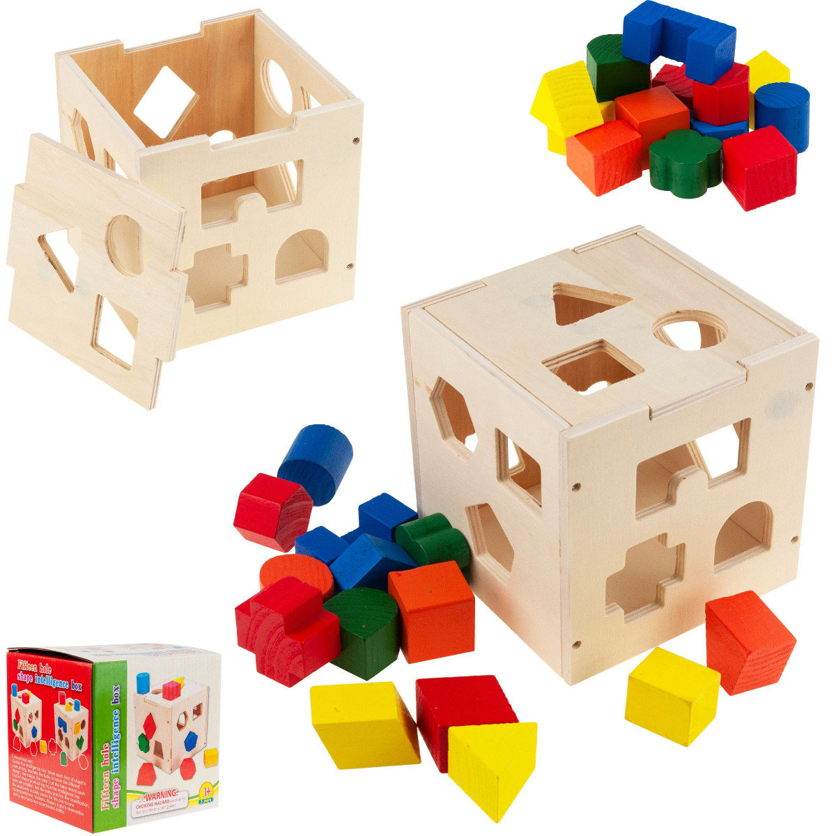 Sorter Drewniany Kostka Edukacyjna Z Klockami