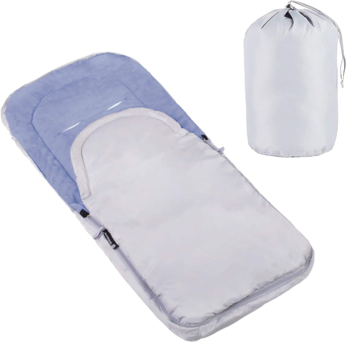 Śpiworek do wózka 4w1, śpiwór do sanek, gondoli z torbą 90 cm szaro-niebieski SB0036