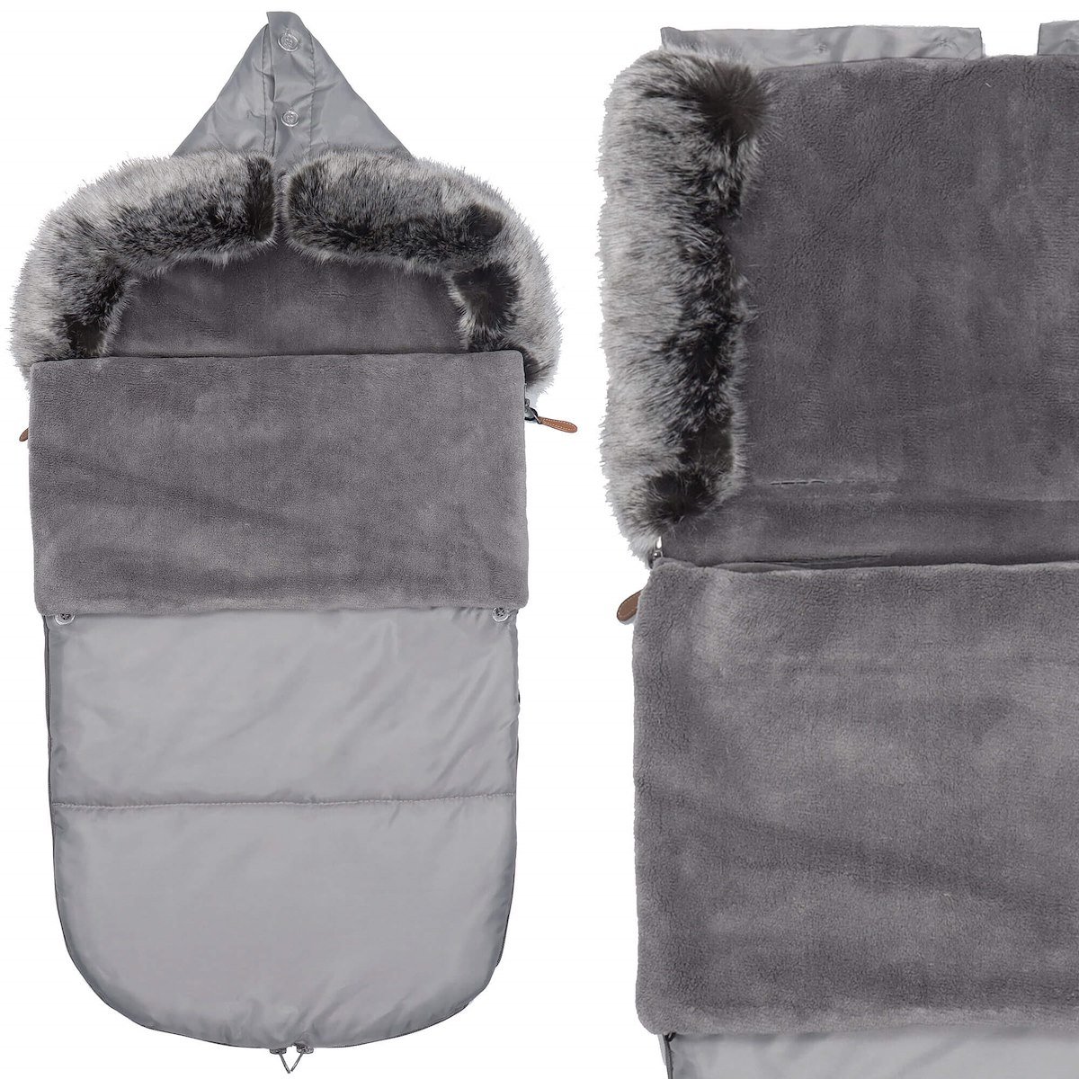 Śpiworek Do Wózka 4W1, Śpiwór Z Futerkiem Do Sanek, Gondoli 80 Cm Szary