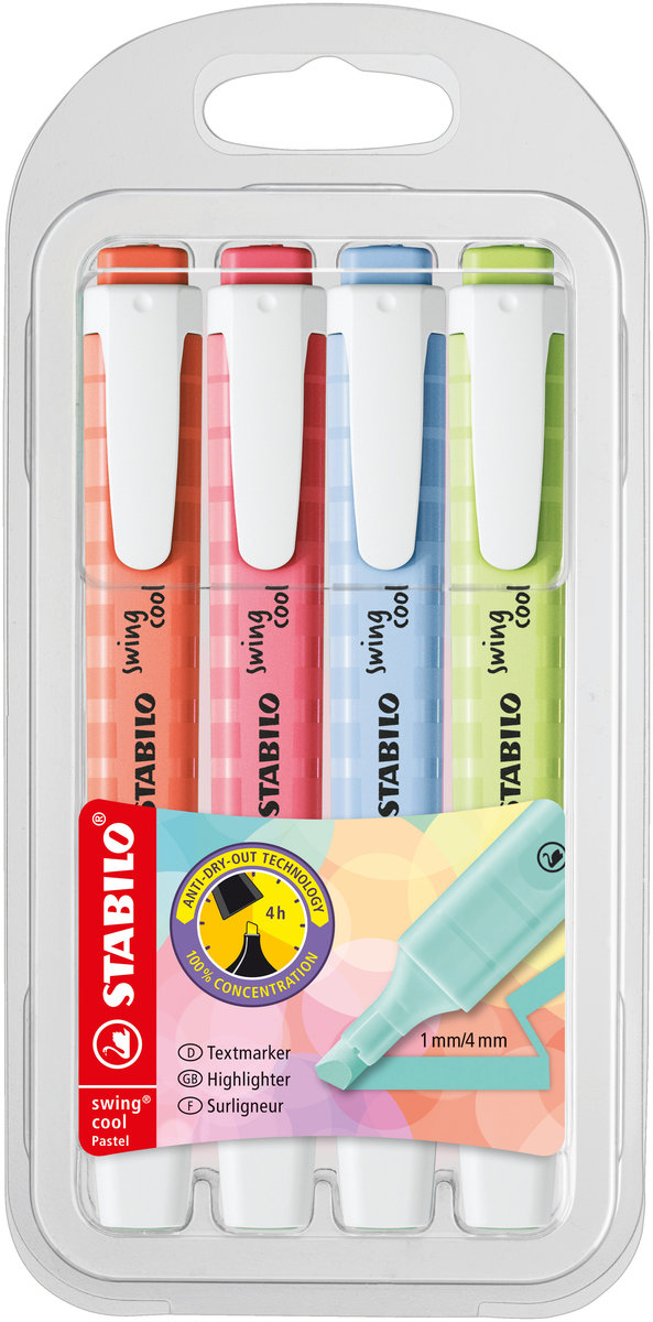 Stabilo Zakreślacz 4 kolory Swing Cool Stabilo Etui Plast