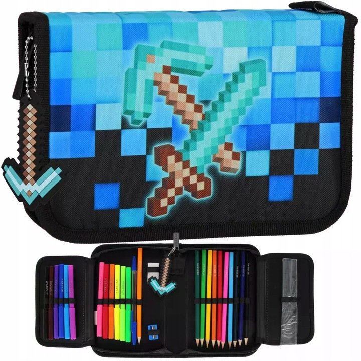 Starpak Piórnik Dwuklapkowy z Wyposażeniem Pixel Blue 552623