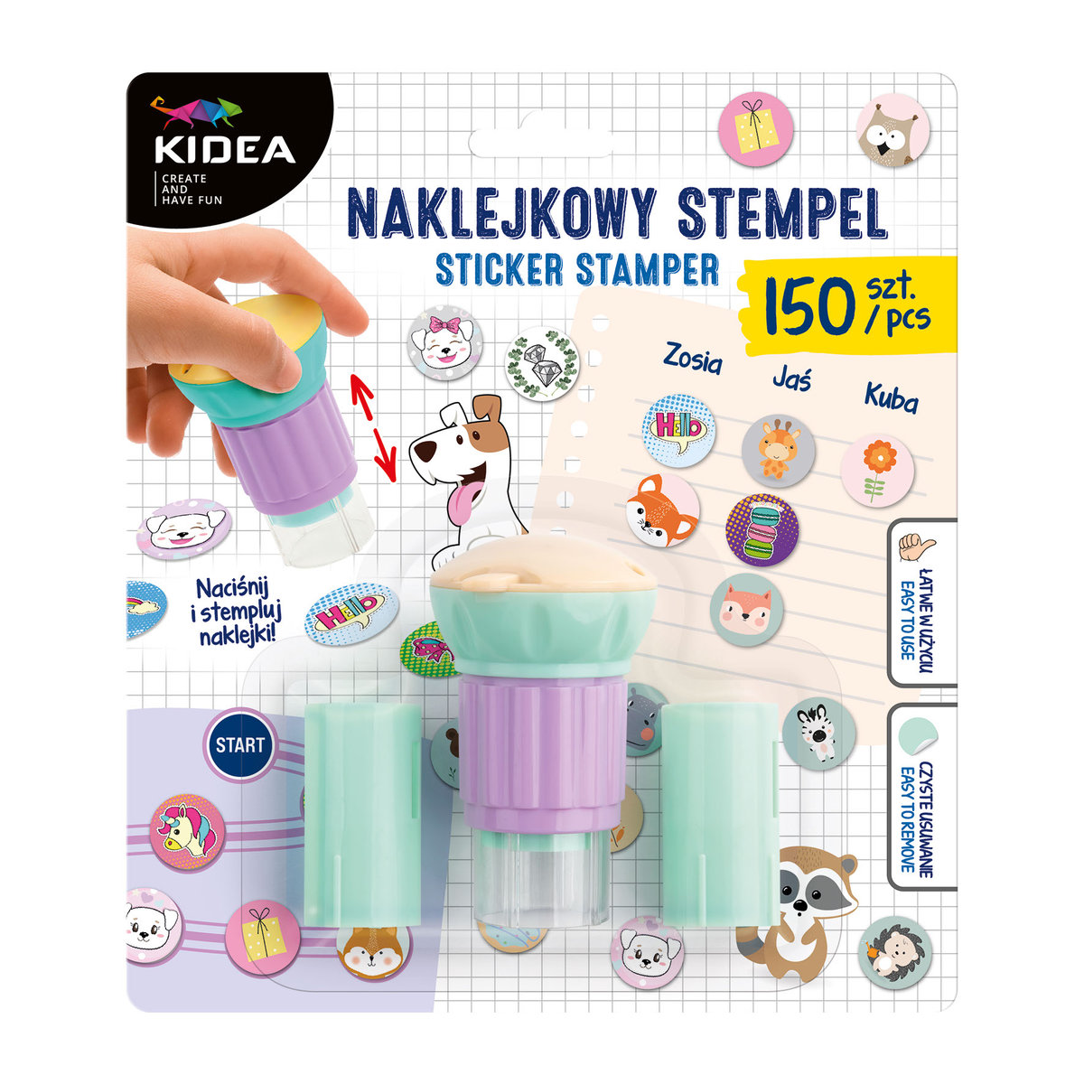 Stempel naklejkowy, 150 sztuk, Kidea