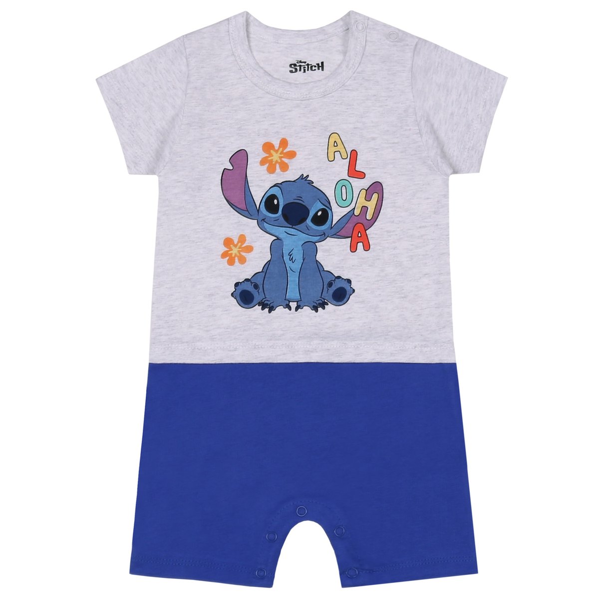STITCH Disney Rampers niemowlęcy szaro- niebieski, bawełniany 12 m 80 cm