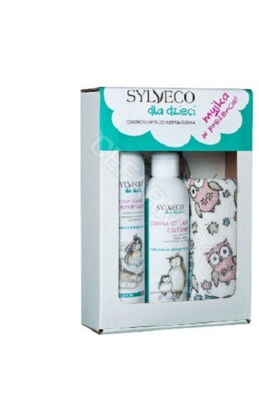 Sylveco promocyjny zestaw dla dzieci kremowy szampon i płyn do kąpieli 300 ml + oliwka do ciała z betuliną 200 ml + myjka do kąpieli GRATIS!