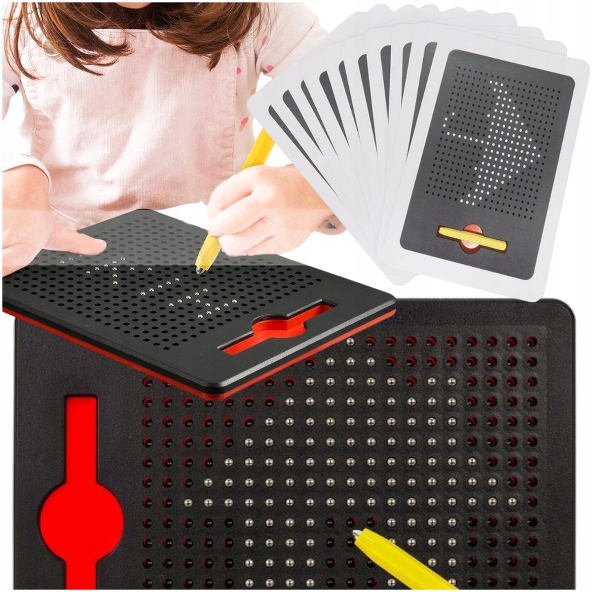 Tablica Magnetyczna Magpad Zestaw Xxl 380 Kulek Szablony Rysik Z Magnesem