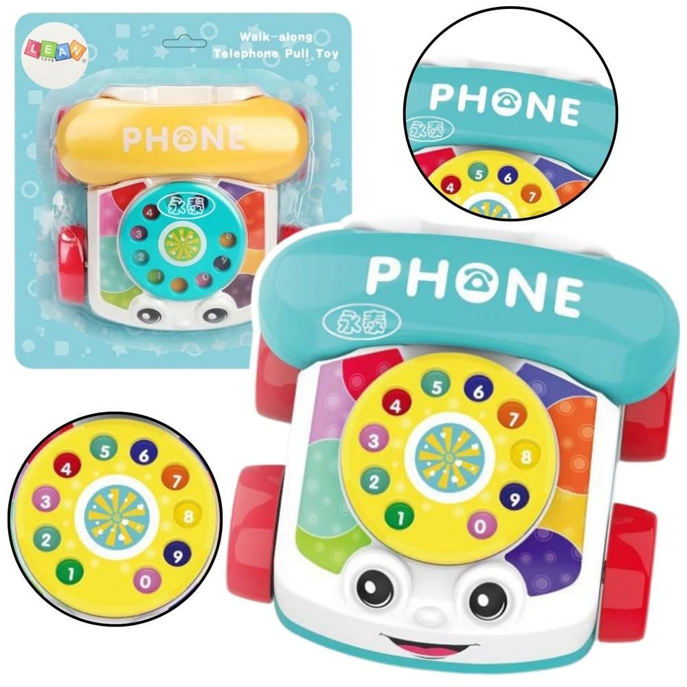 Telefon na kółkach do ciągnięcia kolorowy Leantoys - zabawka
