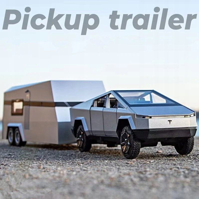 Tesla Cybertruck przyczepka + quad! 1:32 prezent dla chłopca