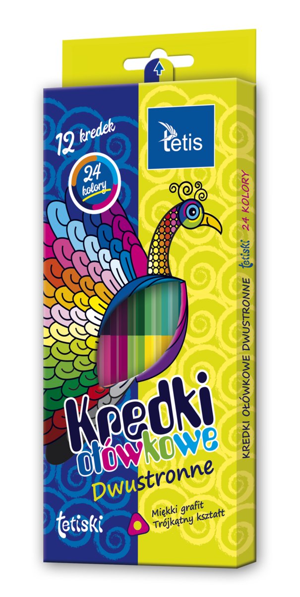 Tetis Kredki Tetiski trójkątne dwust. 12szt 24 kol. TETIS