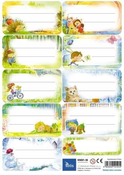 Tetis Naklejki na zeszyty (25 ark.) KN001-08 - Tetis