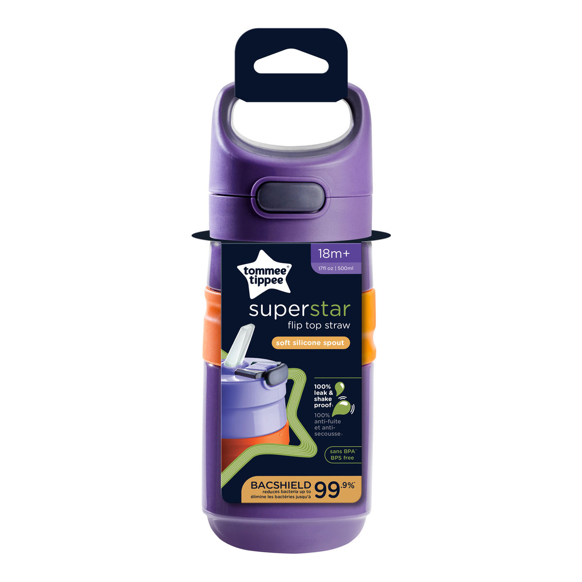 TOMMEE TIPPEE FLIPTOP bidon sportowy 18m+  fioletowy
