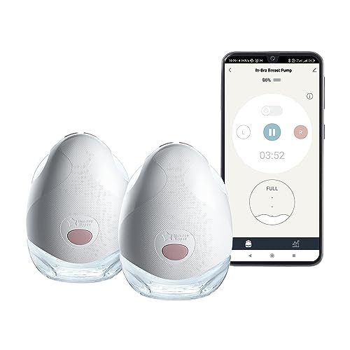 Tommee Tippee Made for Me Podwójny elektryczny laktator do noszenia, bez użycia rąk, laktator do karmienia piersią, przenośny, cichy, 1 masaż i 8 trybów ekspresowych, 4 godziny pracy baterii