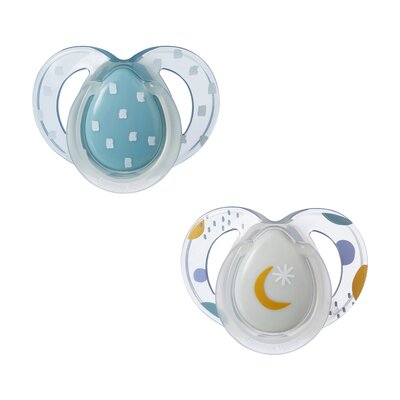 Tommee Tippee Smoczek ortodontyczny Night Time - 6-18m, świecący w nocy uchwyt (2szt.)