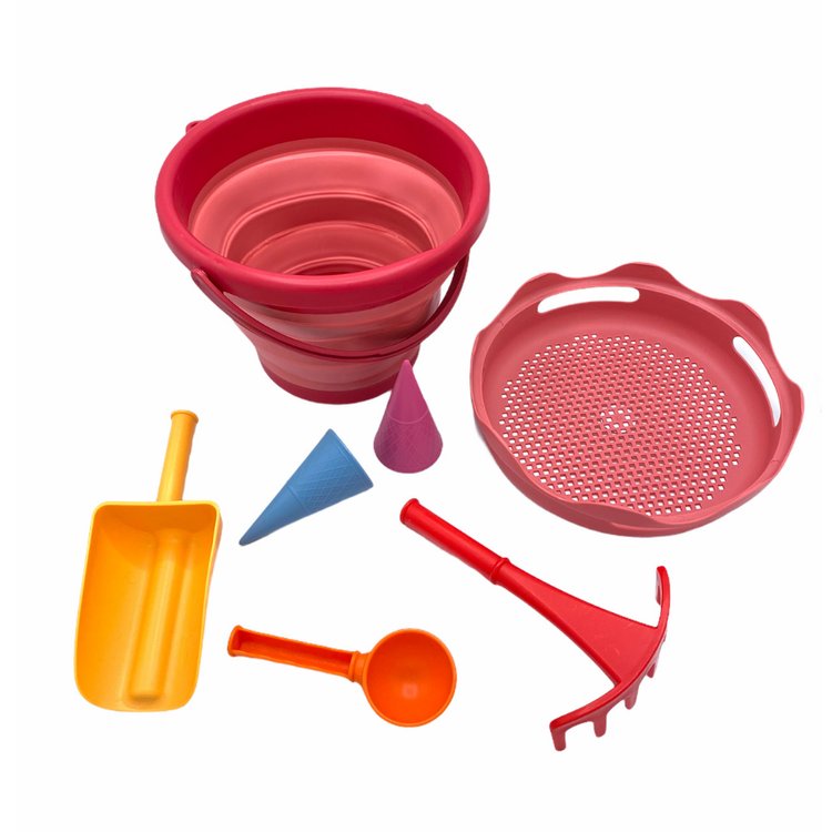 Travel Zestaw zabawek do piaskownicy 7szt CompacToys koralowy