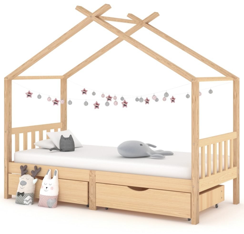 VidaXL Lumarko Łóżko dziecięce z szufladami, lite drewno sosnowe, 90x200 cm 322147 VidaXL