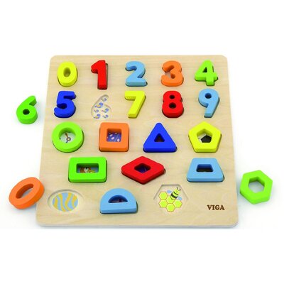 Viga Toys Sorter Kształtów Cyferki + Figury Geometryczne Drewniane Viga Toys 50119