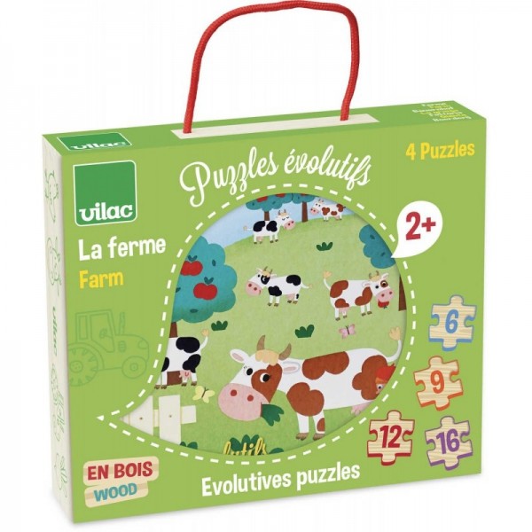 Vilac Drewniane Puzzle Progresywne FARMA 2632