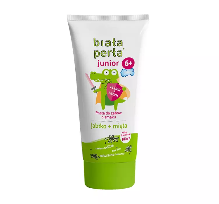 VITAPRODUKT Biała Perła Junior pasta do zębów o smaku jabko-mięta dla dzieci 6-12 50 ml 7067298