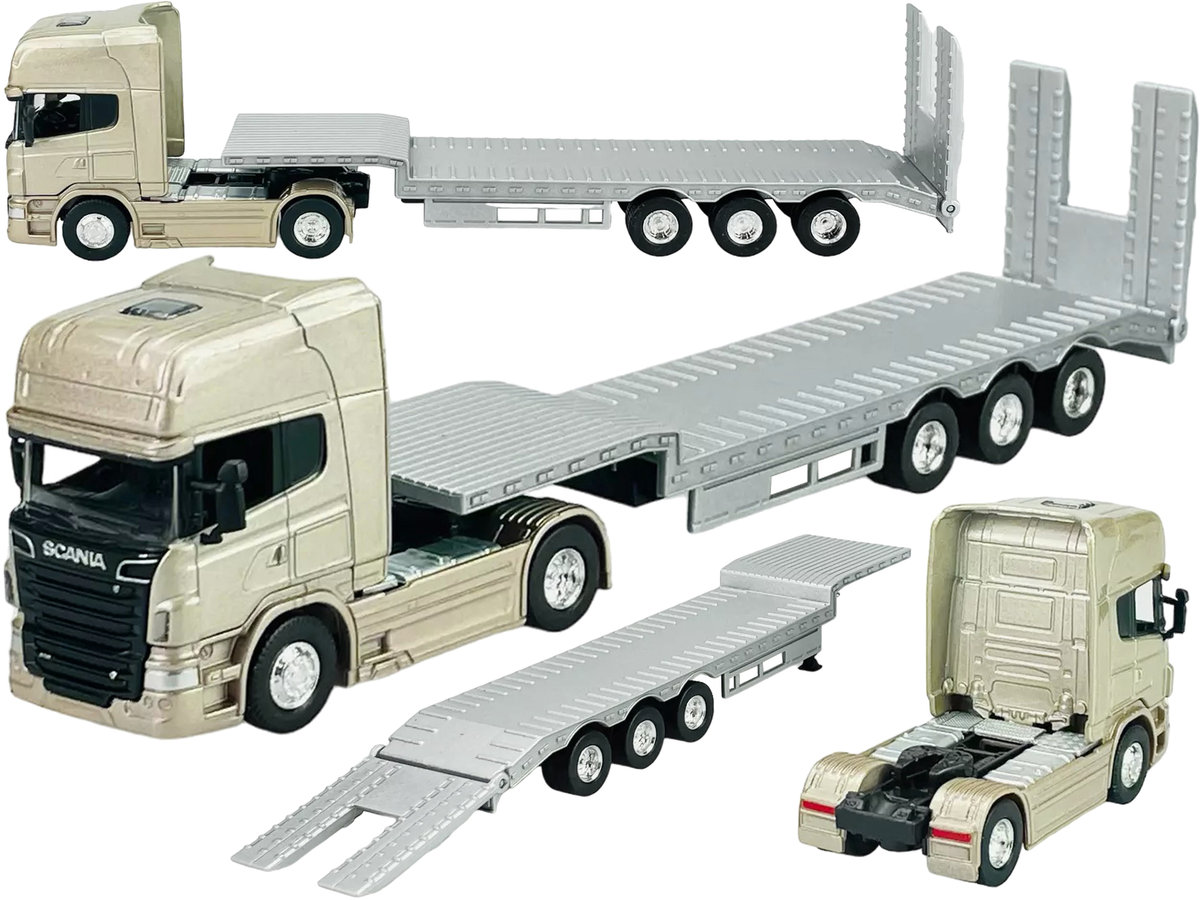 WELLY MODEL METALOWY Scania V8 R730 CIĘŻARÓWKA Laweta TIR 1:64 CIĄGNIK