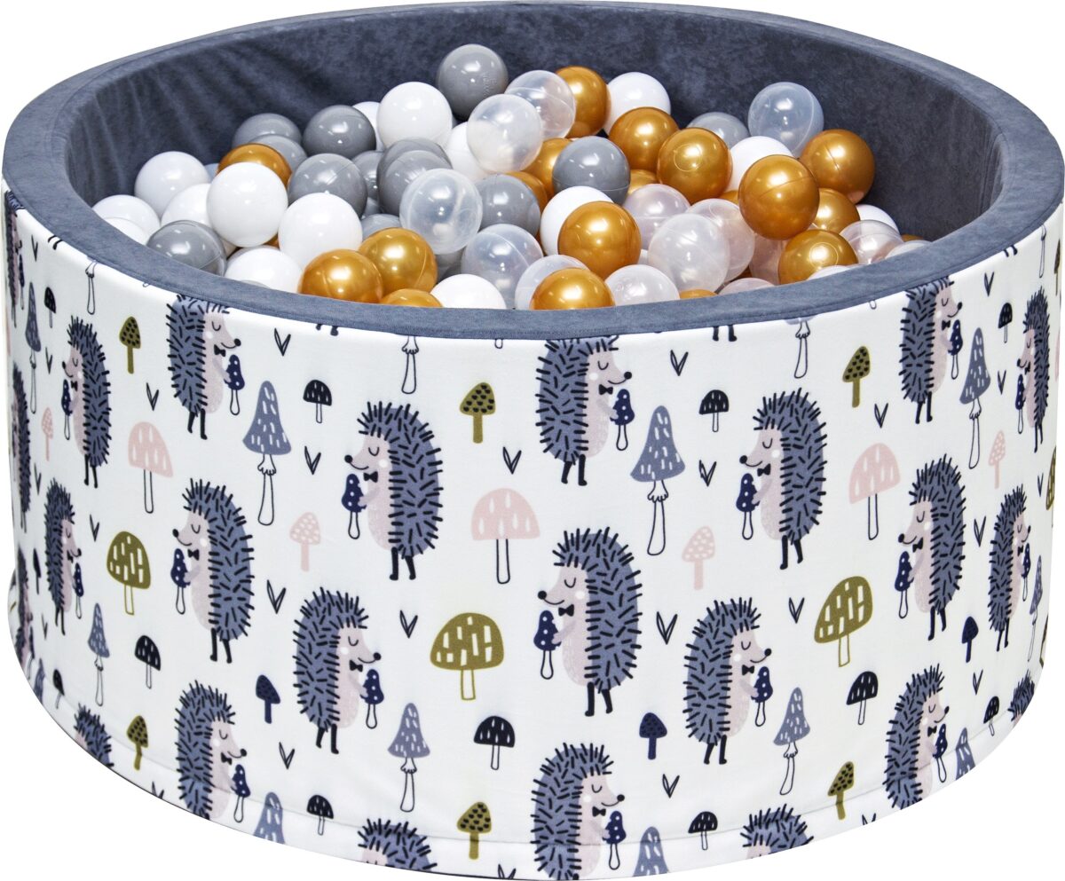 Welox Suchy basen dla dzieci 90x40 z kulkami piłeczkami 7cm - Jeże WL-B-AX1