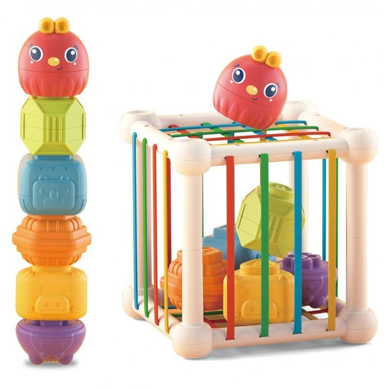 Woopie Elastyczna Kostka Sensoryczna Sorter Dla Dzieci Zwierzątka + Grzechotka 7 El.