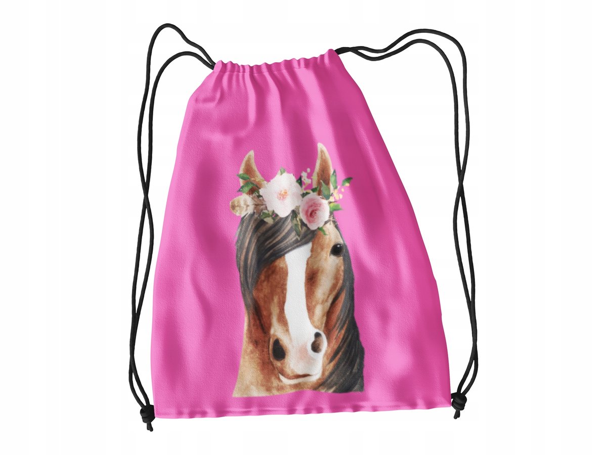 WOREK DO SZKOŁY WF/BUTY KONIE + IMIĘ