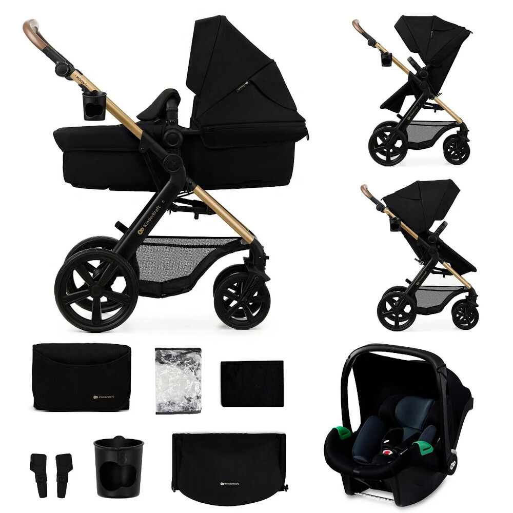 Wózek miejski Kinderkraft Moov 2 3in1 Pure Black Eva Wheels