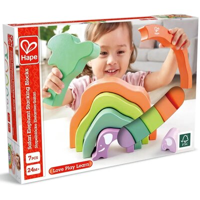 Zabawka drewniana HAPE, Klocki do nakładania - safari E0489A