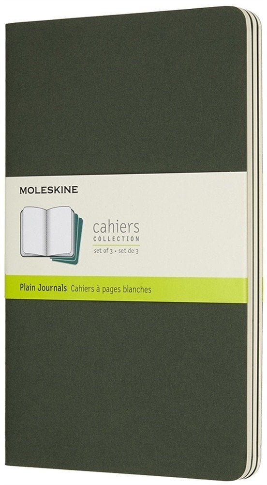 Zestaw 3 zeszytów MOLESKINE Cahier, L, 13x21cm, gładki, 80 stron, myrtle green