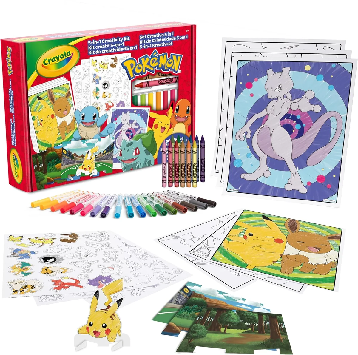 Zestaw kreatywny Pokémon 5 w 1 60 elementów markery kredki kolorowanki