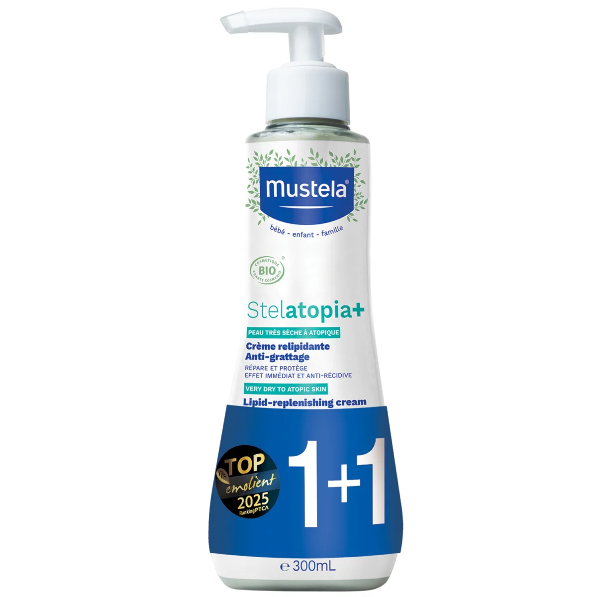 Zestaw Mustela Stelatopia+, krem uzupełniający lipidy, 300 ml + 300 ml gratis