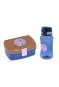 Zestaw na lunch Lunchbox + Tritanowa butelka - bidon Little Gang Smile caramel/blue
