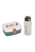 Zestaw na lunch Lunchbox + Tritanowa butelka - bidon Little Gang Smile milky/ocean green