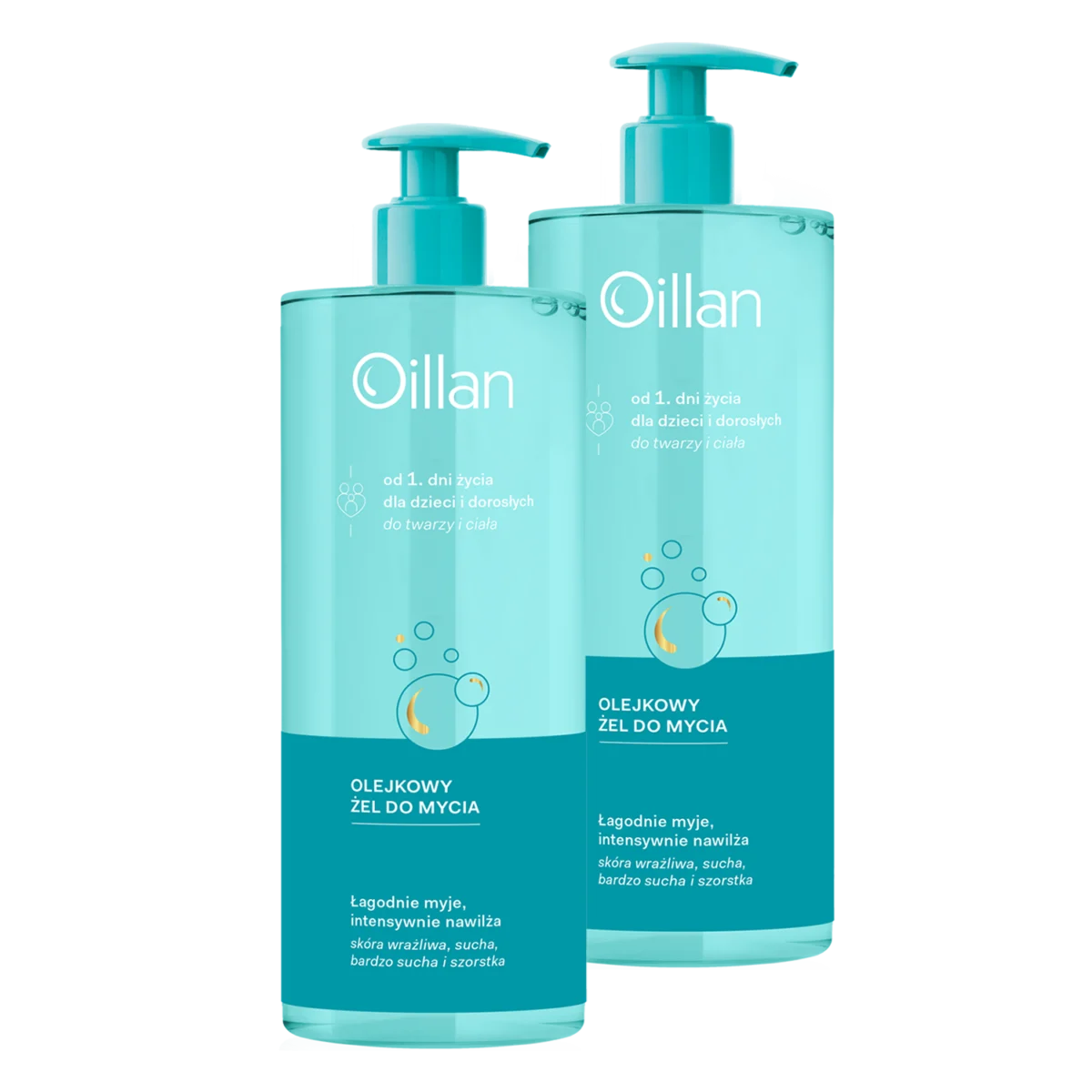 Zestaw Oillan, olejkowy żel do mycia, od 1 dnia życia, 2 x 750 ml