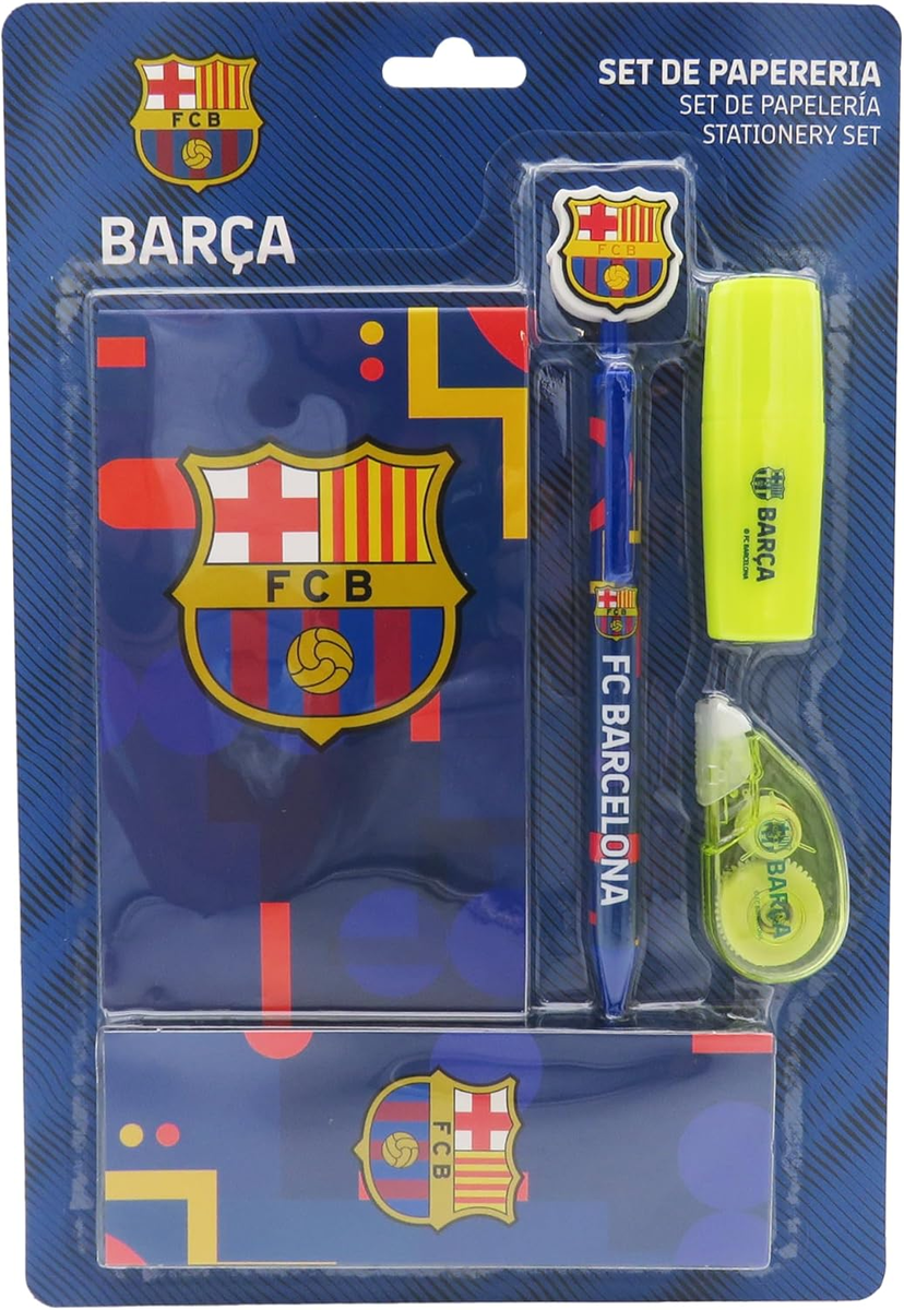 Zestaw papeterii FC Barcelona z długopisem i zakładką dla dzieci