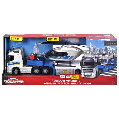 Zestaw policyjny Majorette Grand Volvo ciężarówka + helikopter 35 cm