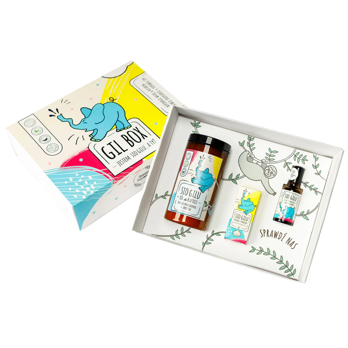 Zestaw Sio Gilu, sól do kąpieli, 560 g + olejek do twarzy i ciała, 30 ml + olejek do aromaterapii, 15 ml