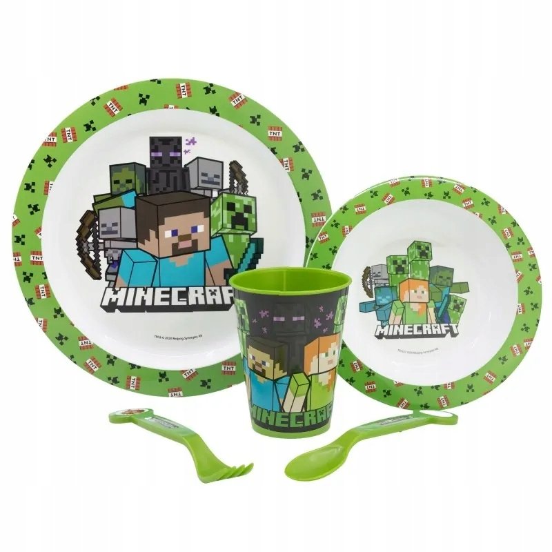 ZESTAW ŚNIADANIOWY MINECRAFT 5w1 TALERZ MISKA KUBE