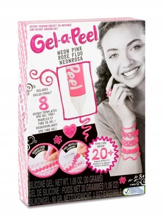 Zestaw Startowy żelowe Bransoletki Biżuteria, GEL-A-PEEL Neon Róż