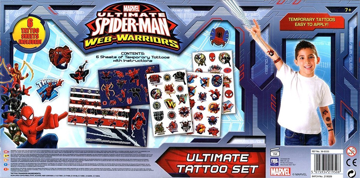 Zestaw Tatuaże Zmywalne Tymczasowe dla Chłopca Spiderman