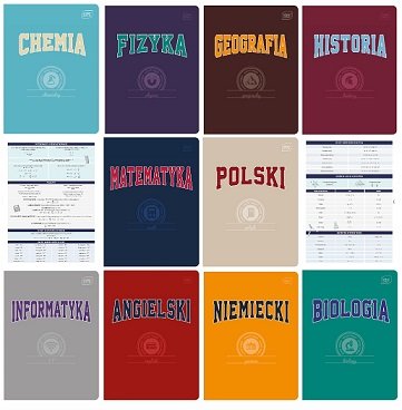 Zeszyty tematyczne A5/60k INTERDRUK 10 szt ściąga w środku