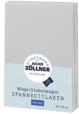 Zollner Julius 8330147510 Prześcieradło z dżerseju na kołyski 90x40 i gondoli, kolor: jasnoszary