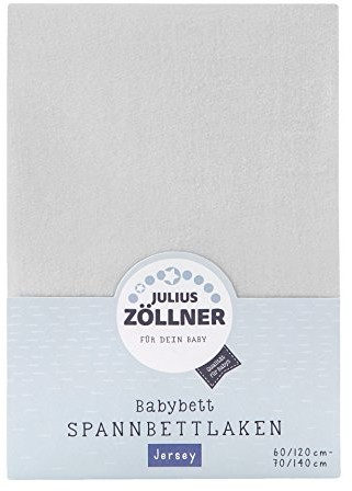 Zollner Julius prześcieradło z gumką na łóżko dziecięce, wymiary: 60 x 120 / 70 x 140 cm, w różnych kolorach jasnoszary